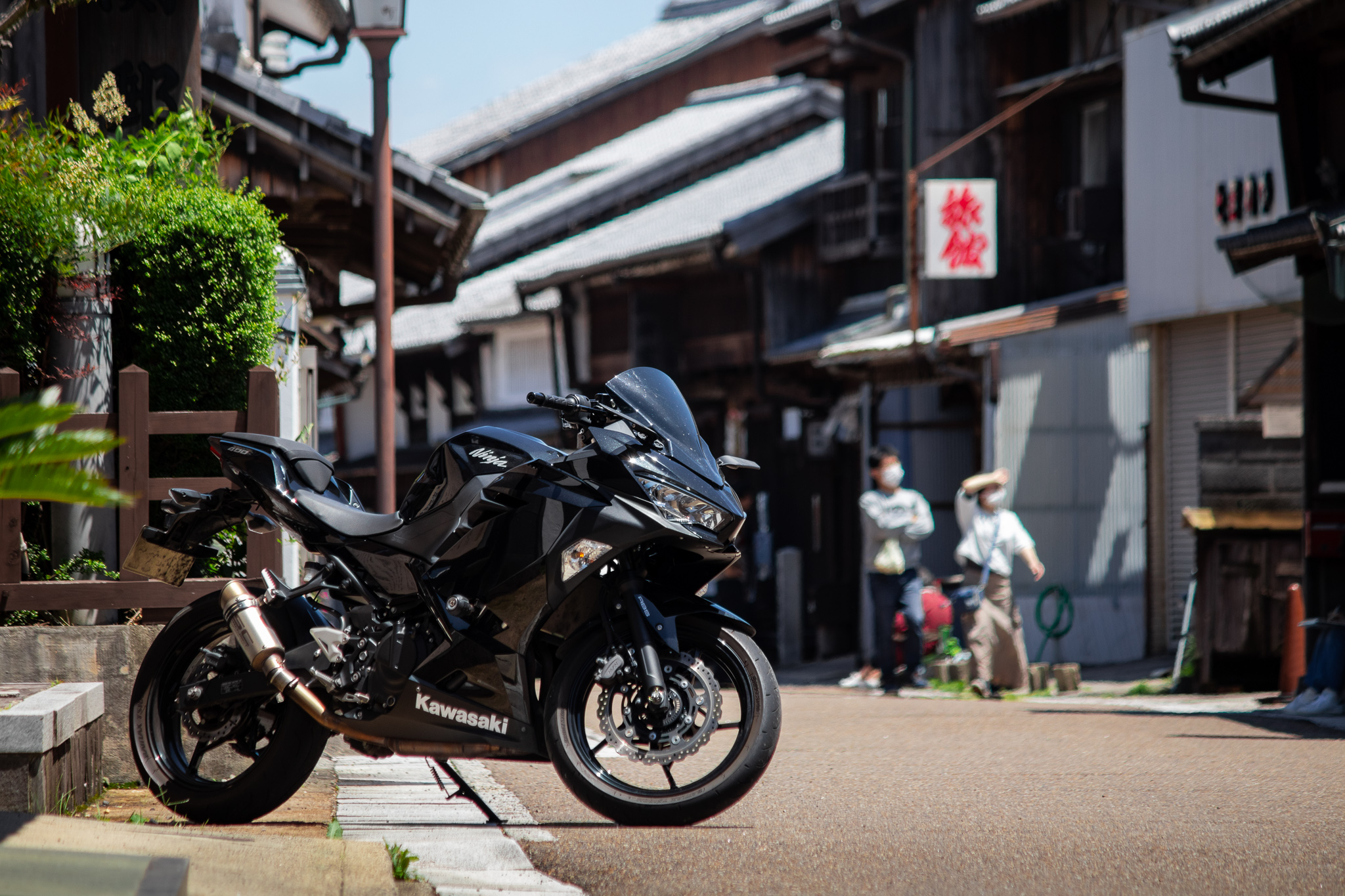 関宿で撮影したバイク(Ninja400)の写真